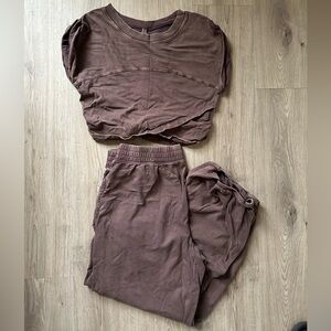 Free people Brown Two-Piece Lounge Set